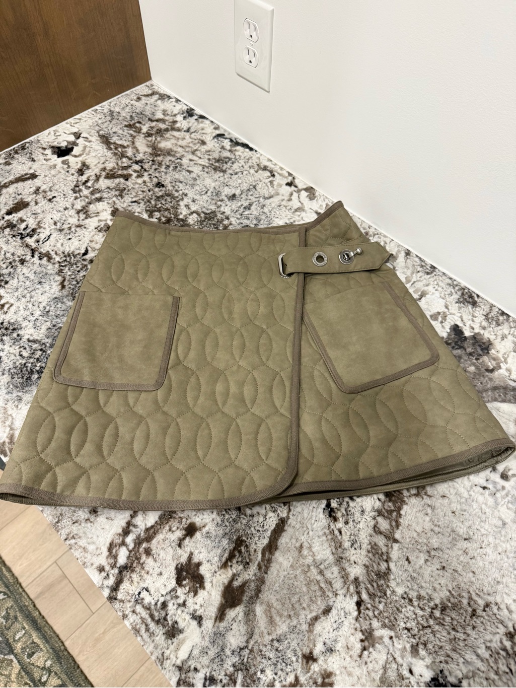 Jonathan Simkhai Olive Quilted Mini Skirt